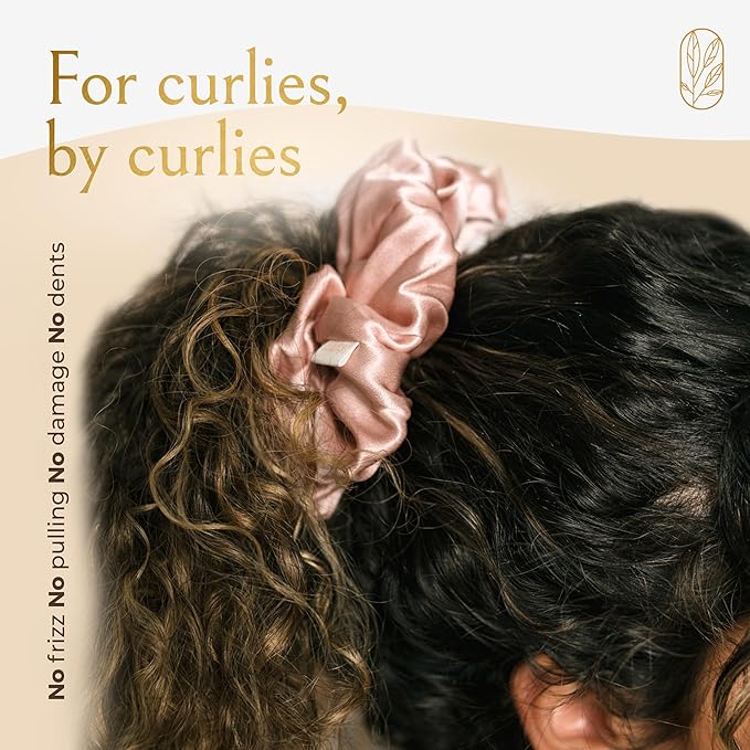 Silk Scrunchies for Women Ponytail Holders – Oversized Mulberry Silk Scrunchies – Extra Large No Damage Hair Ties for Curly, Thick, and Thin - Hair Accessories for Women – Blush Pink, XL By Curlfriend