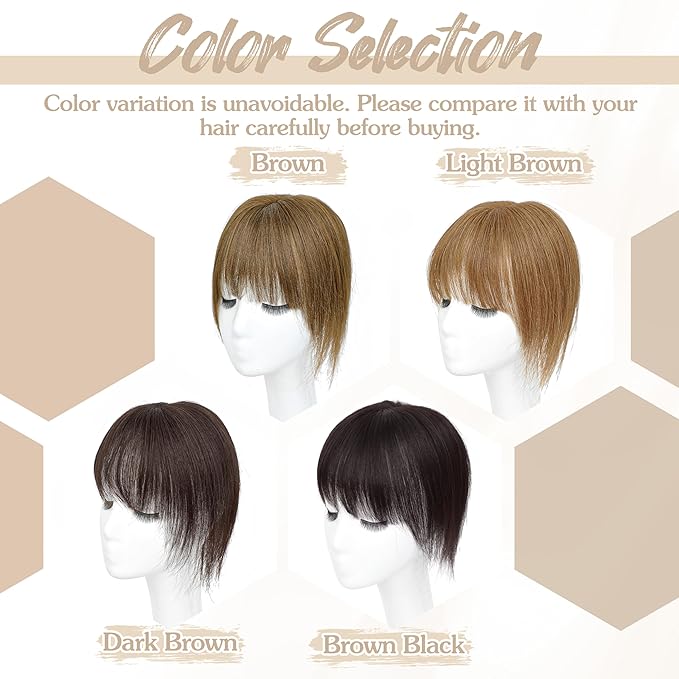 Human Hair Toppers for Women - 150% Density Clip In Hair Topper with Bangs U Shape 10 Inch Toppers Hairpieces for Women Perfect for Thinning Hairr Ideal for Daily Use Dark Brown
