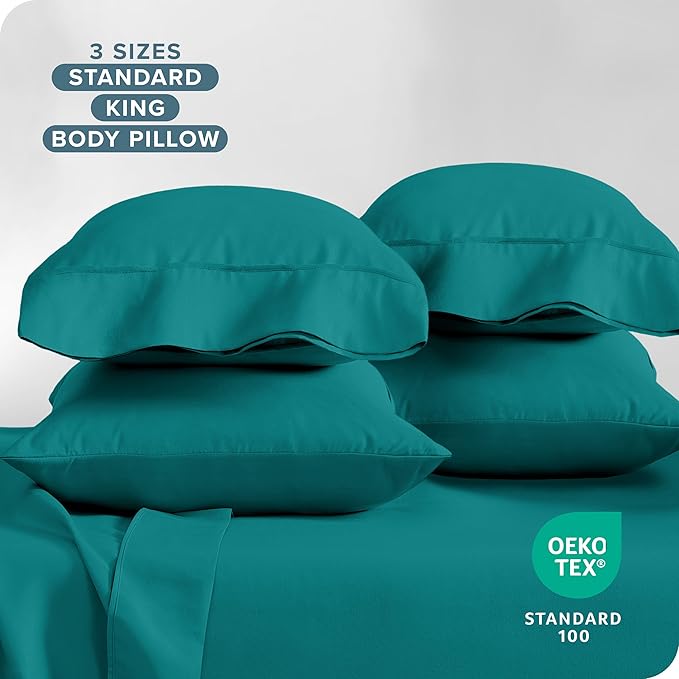 Bare Home Microfiber King Pillowcase Set of 4 - Emerald, 20x40