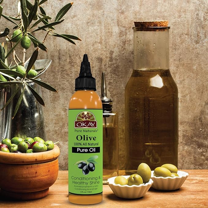 OKAY 100% Pure Natural Olive Oil for Skin & Hair - Cold Pressed Olive Oil for Skin Care, After Shower Body Moisturizer for Women & Men, Use for Massage, Hair Health - 4 Fl Oz (Pack of 1)