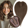S-noilite Hair Toppers for Women Real Human Hair 3D 360° Cover Clip in 100% Real Human Hair Toppers 3″*4″ Clip in Silk Base 12 inch Natural Brown