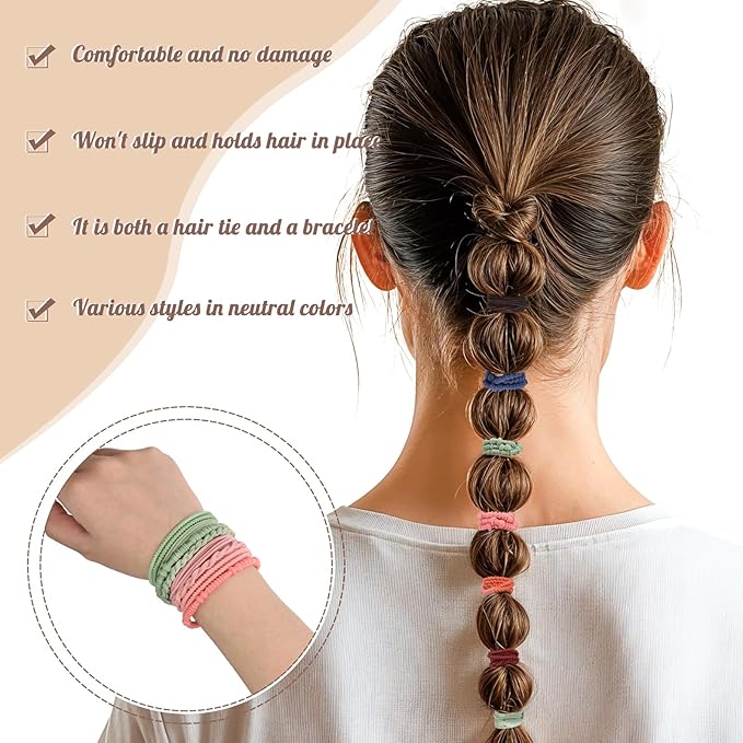 40 Pcs Boho Hair Ties, Hair Ties Bracelets for Women Boho Ponytail Holders Stocking Stuffers for Teen Girls