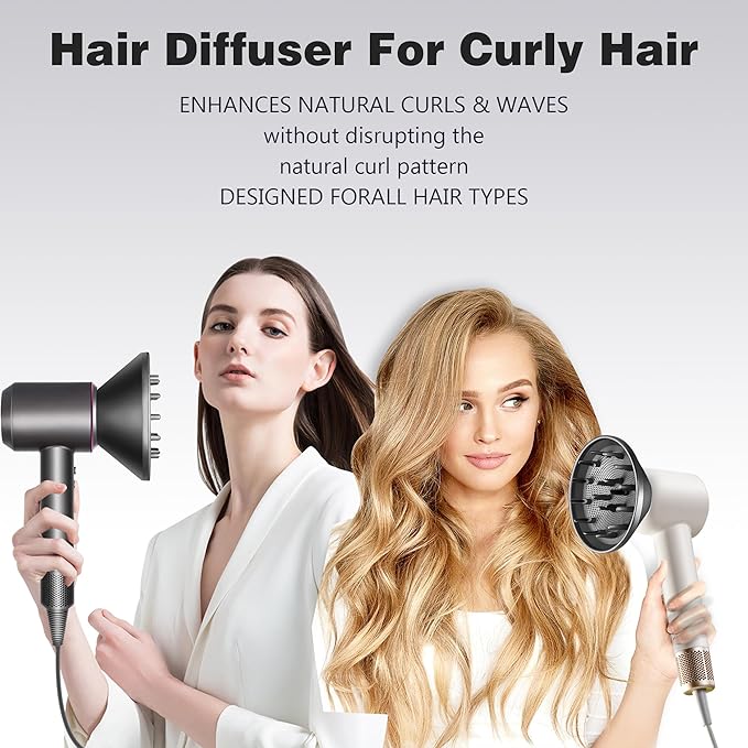Hair Diffuser Attachment Nozzles for Dyson Supersonic Hair Dryer HD01 HD02 HD03 HD04 HD08 HD15 Tools Accessaries for Flex Style Blow Dryer Styler, Styling Tool for Wavy, Curly, Coily Hair, Black