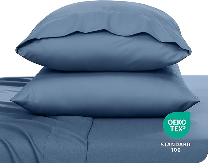 Bare Home Microfiber Pillow Cases - King 20x36 - Cooling Pillowcases - Double Brushed - Easy Care - Envelope Closure (King Pillowcase Set of 2, Coronet Blue)