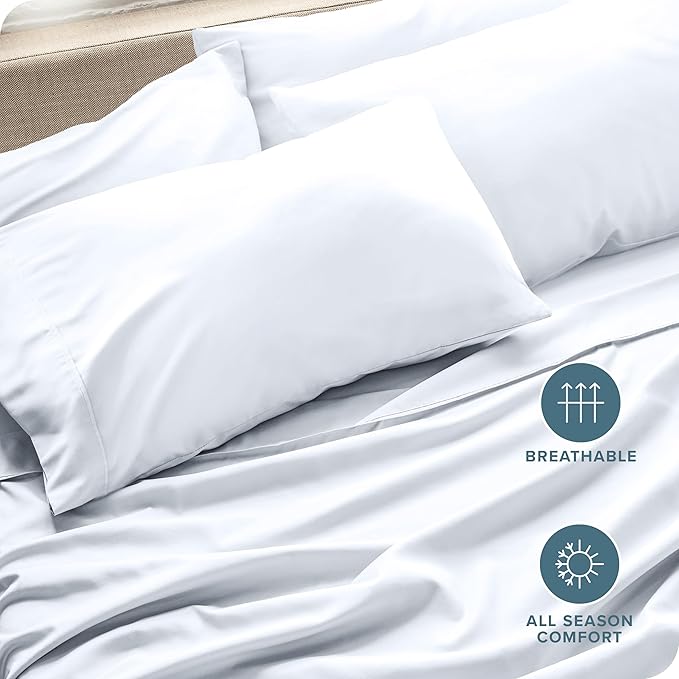 Bare Home Microfiber Bulk Pillow Cases - Standard/Queen Size Set of 4 - Cooling Pillowcases - Double Brushed - White Pillowcases 4 Pack - Easy Care (Standard - 4 Pack, White)
