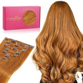 WENNALIFE Clip in Hair Extensions Real Human Hair, 24 Inch 120g 7pcs Clip in Hair Extensions Real Human Hair, Auburn Ginger Human Hair Remy Human Clip Ins Double Wef