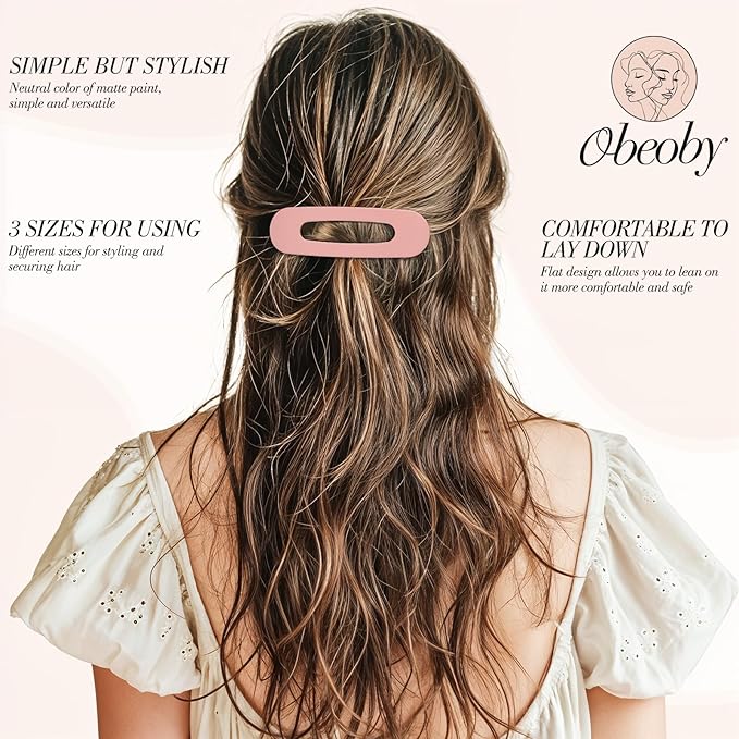 15 PCS Flat Claw Clips, 5 Colors Flat Hair Clips 3 Sizes Hair Claws for Women Girls Accessories Barrettes for thick Thin Hair