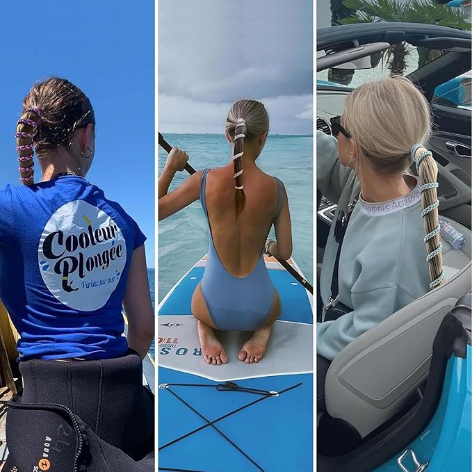 Sport Hair Ties for Women - 4 Pack Elastic Pony Tails for Gym, Braided & Swimming Sports - 30 Inch Length