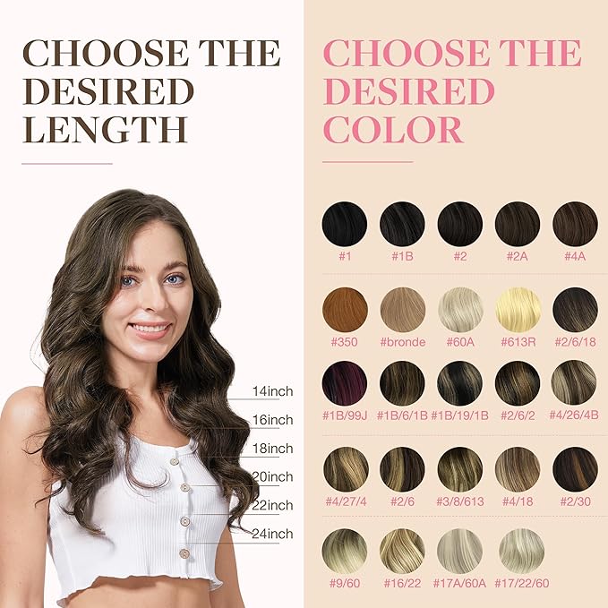 GOO GOO Tape in Hair Extensions Human Hair, 2/6 Dark Brown Highlighted Chestnut Brown, 18inch 50g 20pcs, Skin Weft Seamless Invisible, Silky Straight with Thick Ends, Remy Human Hair