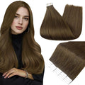 Full Shine Tape in Hair Extensions 16 Inch Color 4 Medium Brown Natural Invisible Double Sided Tape in Extensions Human Hair 20PCS Straight Seamless Soft and Silky Remy Hair 50G for Wedding