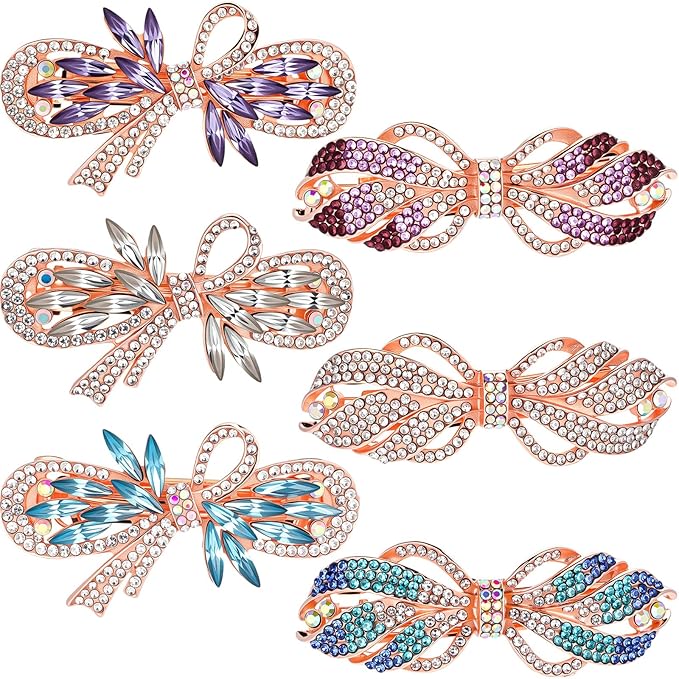 Geyoga 6 Pieces Vintage Hair Barrettes for Women Retro Flower French Pearl Crystal Rhinestones Clips Hair Pins for Women Styling Accessories(Cute Style)