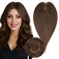 Real Human Hair Toppers for Women 3.54"*4.72" Silky Base 150% Density No Bangs Adjustable Parting Clip-In Topper Hairpieces for Women with Thinning Hair 12 Inches Dark Brown