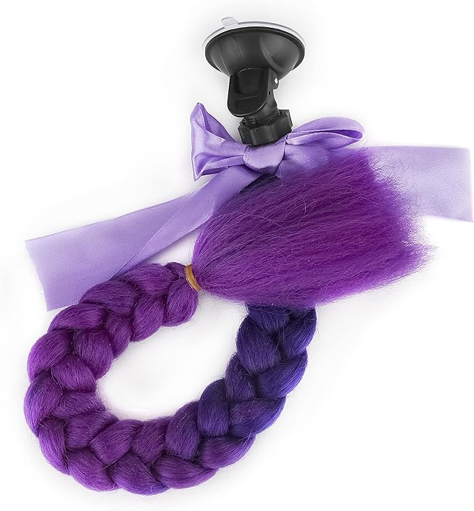 SEGO 1PCS/2PCS Helmet Pigtail Braids with Detachable Suction Cup Bowknot Ponytail Hair Many Colors (Helmet not Included)