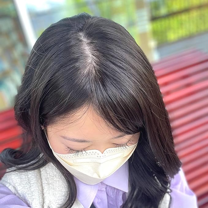 Real Human Hair Topper Pieces Double-Monofilament Top Hand-Tied Mid Length for WomenThinning Hair BHADS914 (BL Natural Black × Hair Length:9.8"(25cm), Base Size:3.5"×5.5"(9cm×14cm))