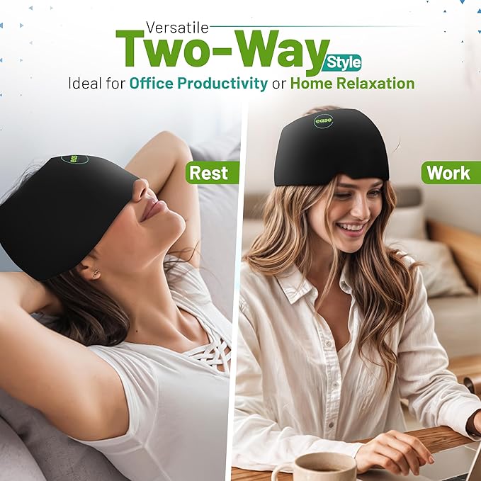 Migraine Relief Cap & Neck Ice Pack Wrap Set - Soothing Headache Relief Cap and Shoulder Cold Pack - Hot and Cold Compress Products for Head and Cervical - Stress, Hangover & Puffy Eyes
