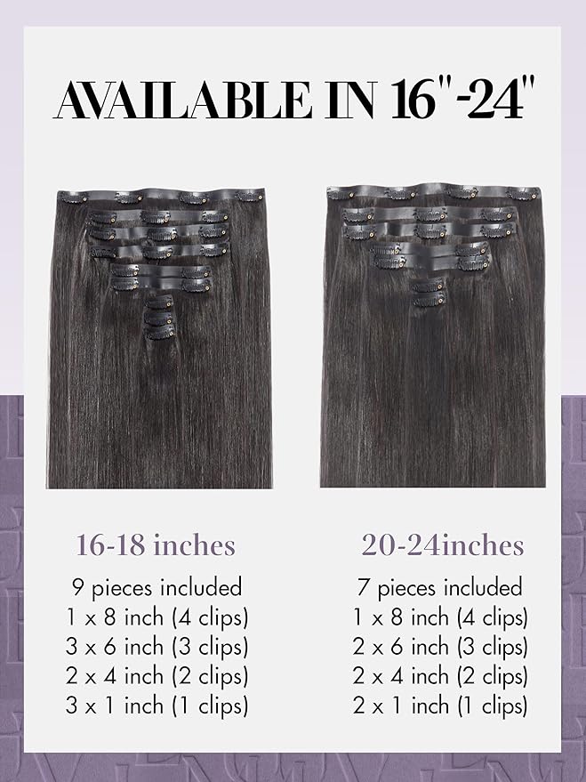 LUVME Semaless Clip in Hair Extensions Real Human Hair, 270g 14pcs 20 Inch Silky Straight Natural Black Hair Extensions for Women Extensions Clip ins