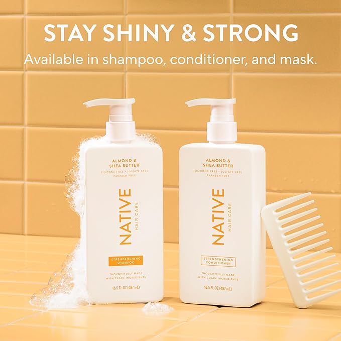 Native Shampoo and Conditioner Contain Naturally Derived Ingredients| All Hair Type Color & Treated, Fine to Dry Damaged, Sulfate & Dye Free - Almond & Shea Butter, 16.5 fl oz each (2 pack)