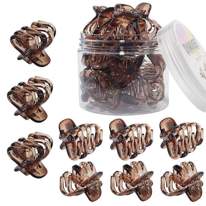 9 PCS Octopus Hair Clips 4cm Medium Small Hair Claw Clips Amber Hair Aceessories Nonslips, Strong Grips for Women Girls Thin to Thick Hair Pack Hair, Design Hairstyles.