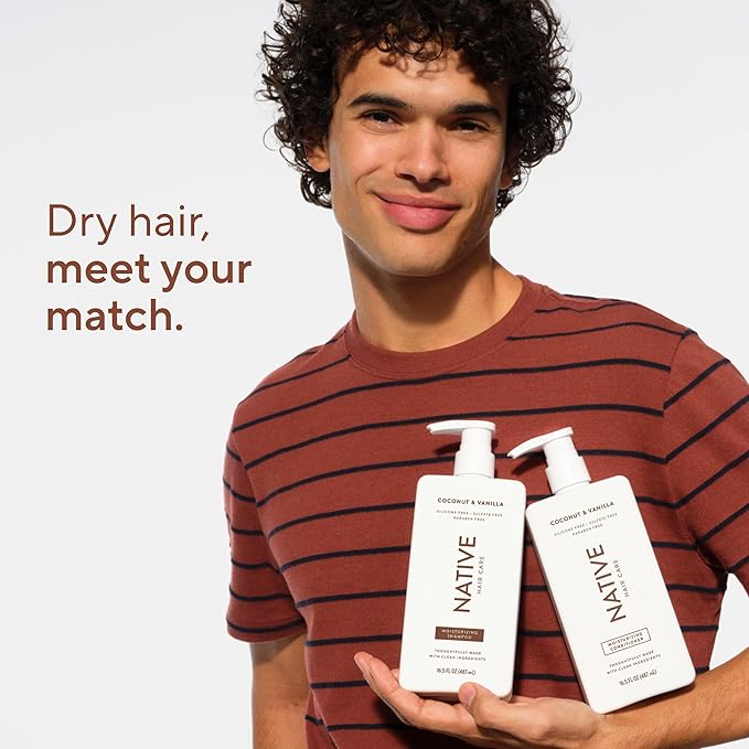 Native Coconut & Vanilla Shampoo and Conditioner Contain Naturally Derived Ingredients | All Hair Types, Color & Treated, Fine to Dry Damaged, Sulfate & Dye Free - 2-Pack