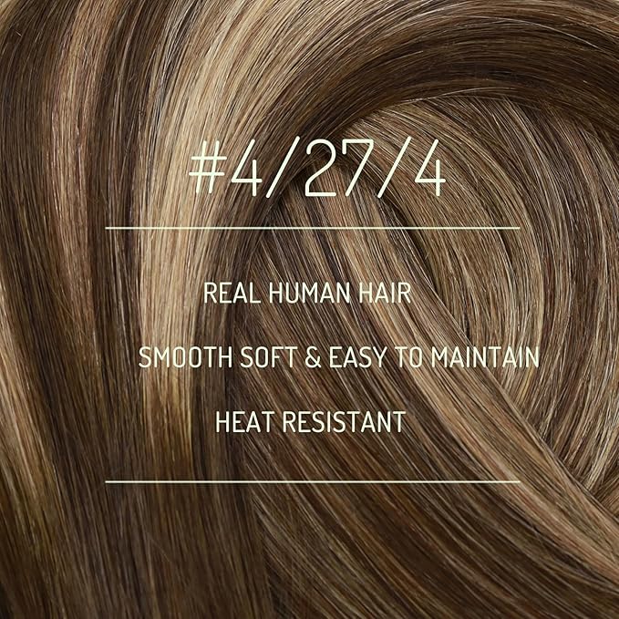RUNATURE Balayage Clip in Hair Extensions Real Human Hair, 22 Inch Hair Extensions Clip Ins, Double Weft Human Hair Clip in Extensions, Long Straight Hair, 120g 7pcs #4/27/4 Brown Root to Blonde