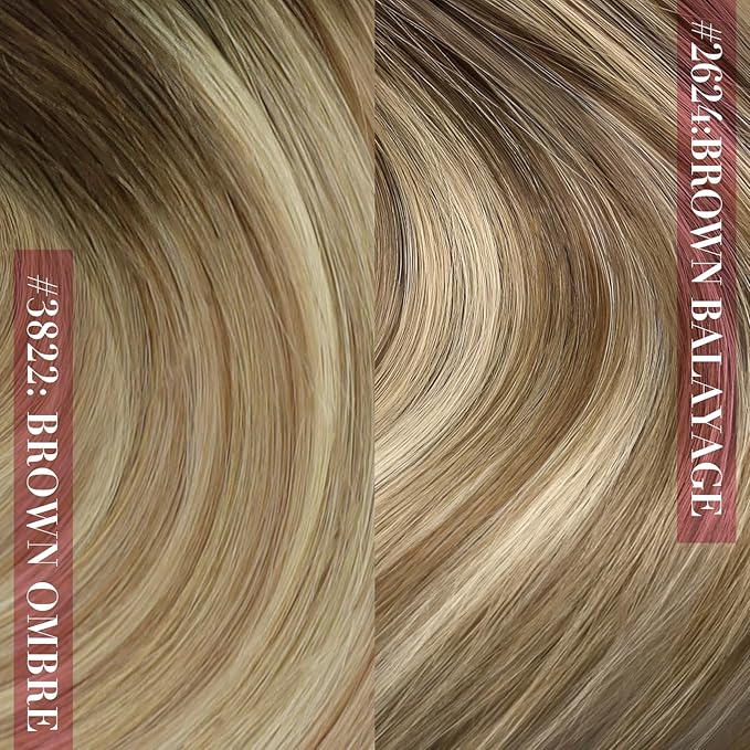 YoungSee Clip in Human Hair Extensions Brown Ombre Clip in Extensions Real Human Hair Walnut Ombre Light Brown with Blonde Balayage Real Hair Extensions Clip ins Human Hair 20Inch 120G 7Pcs