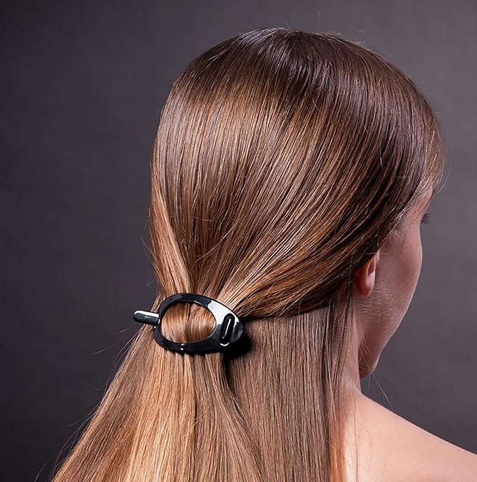 Camila Paris CP2318 French Hair Barrette Clip, Flexible Ponytail Holder No Metal Parts, Strong Hold Grip Hair Clips for Women, No Slip and Durable Styling Girls Hair Accessories, Made in France