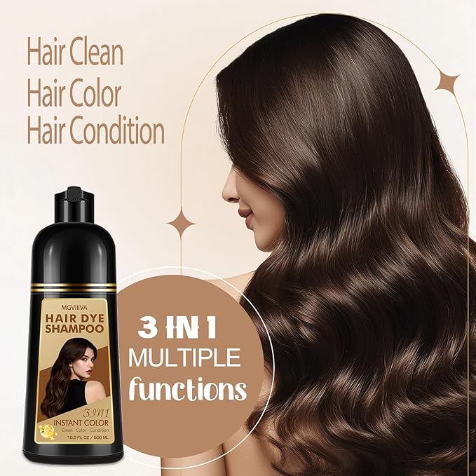 Hair Dye Shampoo 3 in 1, Dark Wine Red Hair Dye for Men & Women, Long Lasting Burgundy Hair Color for Gray Coverage, Easy to Use, Shampoo for Color Treated Hair Dye 16.9 Fl Oz (Dark wine red)