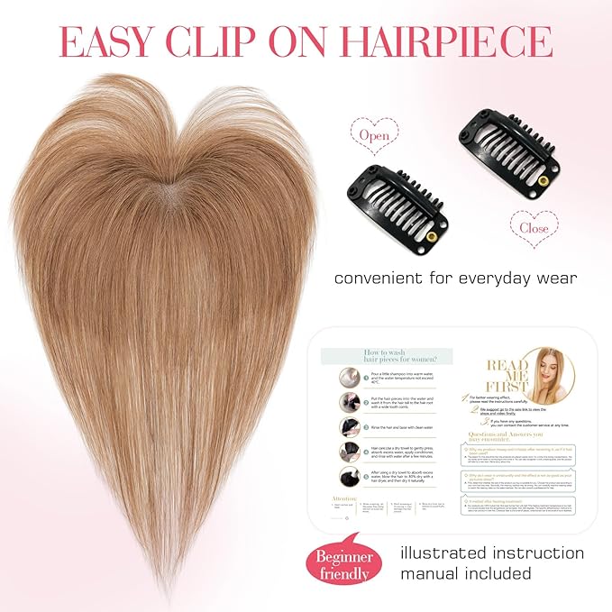 Hairro Clip In Bangs Wispy Hair Toppers For Women Remy Human Hair Short Thin Topper Hairpieces 3D Cover Clip On Fake Air Bang 11 Inches 14.5g #06 Light Brown