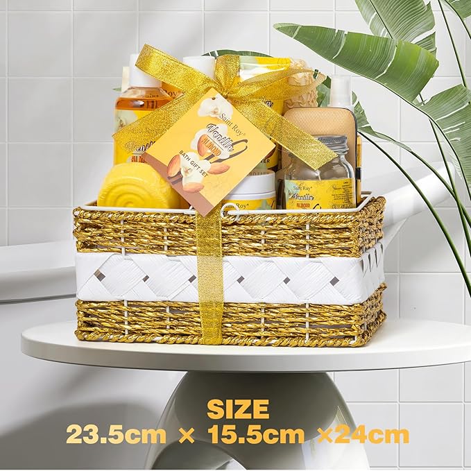Spa gift baskets Luxury gifts, Christmas Gifts for Women, Large basket 25 pcs for Women & Men Bath and Body Shower Bath Kit, Vanilla Honey Almond birthday gifts bath gift Spa Kit, Mother's Day Gifts