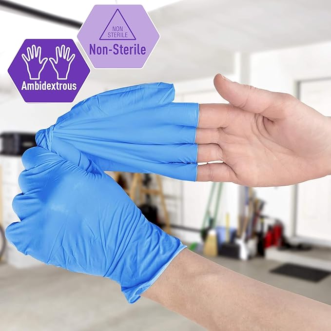 MED PRIDE Disposable Powder Free Non Latex Single Use Medical Exam Gloves, Nitrile Vinyl Blend for Cleaning and Food Handling