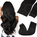 GOO GOO Clip in Hair Extensions Real Human Hair, Remy Human Hair Extensions Clip ins for Women, Natural Human Hair, 16inch 150g 9Pcs, 1B Natural black
