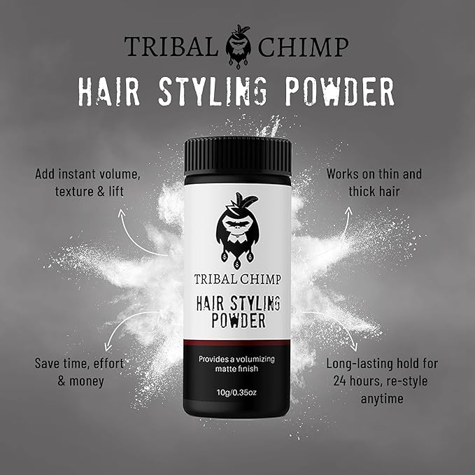 Tribal Chimp Hair Styling Powder, All-day Invisible Hold Hair Volumizer and Texture Powder for Men and Women, Styling Powder with Matte Finish - 6-Piece Set, 10g