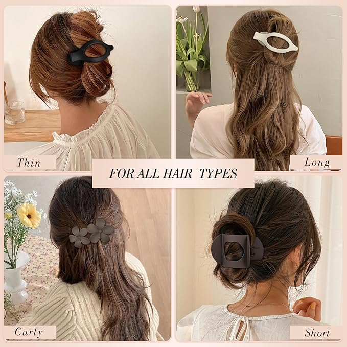 Obeoby 10 Pcs Flat Hair Clips for Women, 3 Styles French Flat Claw Clips for Thin Thick Hair, Medium Duckbill No Slip Hair Accessories Barrettes Girls