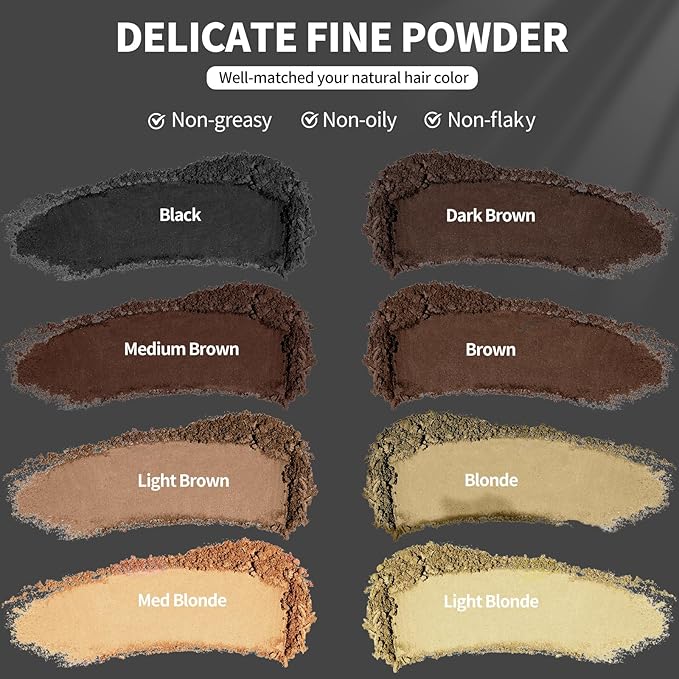 Hairline Powder 24H Stain-Proof, Root Touch Up Hair Color for Gray Coverage,Bald Spot Concealing Hair Shadow Powder for Women & Men,Natural-Looking (Dark Brown)