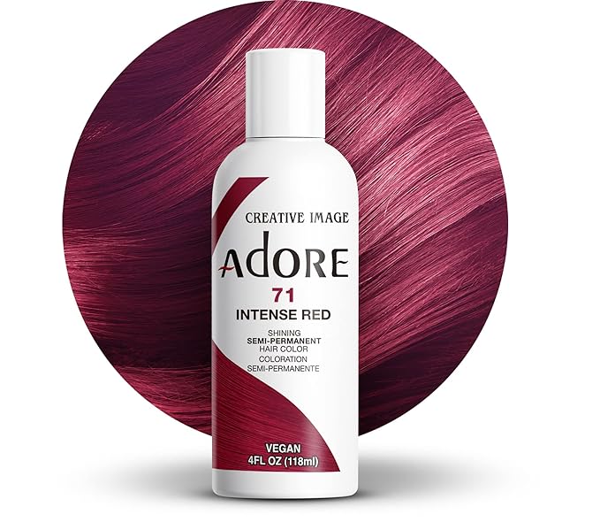 Adore Semi Permanent Hair Color (071 Intense Red) | Vegan & Cruelty-Free Red Hair Dye | No Ammonia, No Peroxide, No Alcohol | 4 Fl Oz (Pack of 1)