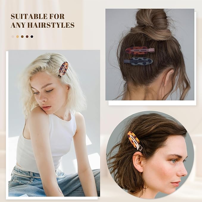 10 Pcs Creaseless No Crease No Bend Flat Hair Clips For Styling Non Slip Makeup Clips For Women Salon Hairstyle,Tortoiseshell