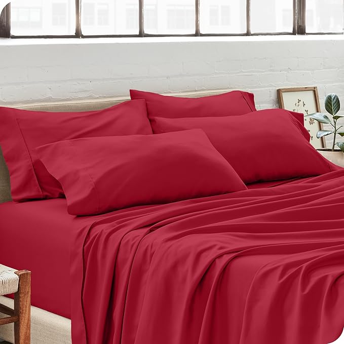 Bare Home Microfiber King Size Pillowcases - 4 Pack, Red, 20x40