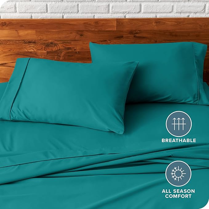 Bare Home Microfiber Pillow Cases - King Size Set of 2 - Cooling Pillowcases - Double Brushed - Emerald Pillowcases 2 Pack - Easy Care (King Pillowcase Set of 2, Emerald)