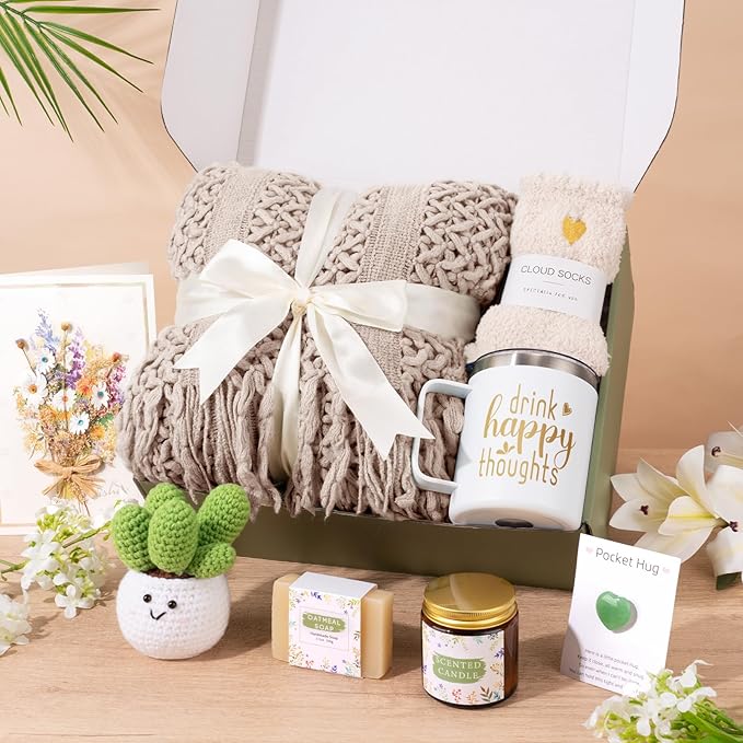 Gift Baskets for Women, Get Well Gifts for Women After Surgery, Birthday Gifts Thinking of You Gifts for Woman, Care Package, Sending Hug Feel Better Self Care Box for for New Mom Wift Teen Girls