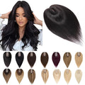 SEGO Human Hair Toppers for Women With Thinning Hair, 7 * 13CM Silk Base 100% Real Human Hair Clip in Top Wiglet Hairpieces -18 Inch No Bangs Natural Black