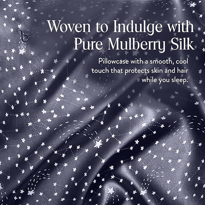 Brooklinen Mulberry Silk Pillowcase – 100% Pure Silk Pillow Case, Soft & Durable, Anti-Friction Comfort, Hight Quality Smooth Texture – Machine Washable & Breathable – Standard Size (Celestial)