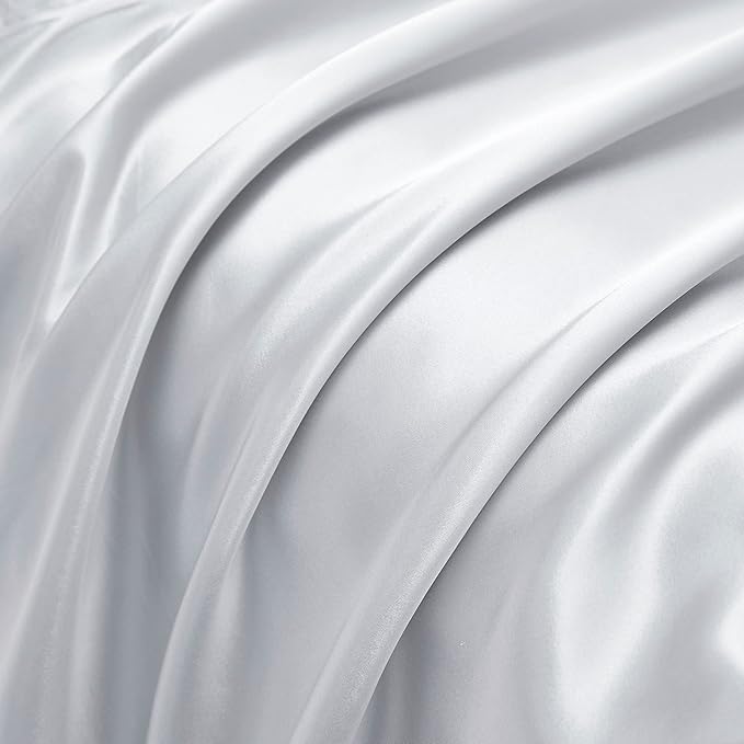 Light Grey Satin Pillowcases Queen Size Set of 2 for Hair and Skin,Light Grey Silk Pillowcase Breathable Pillowcase with Envelope Closure