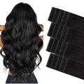 GOO GOO Invisi Edge Tape in Hair Extensions Human Hair, 1B Natural black 20pcs 18inch 50g, Virgin Remy Hair, Seamless Injected Tape, Natural Look