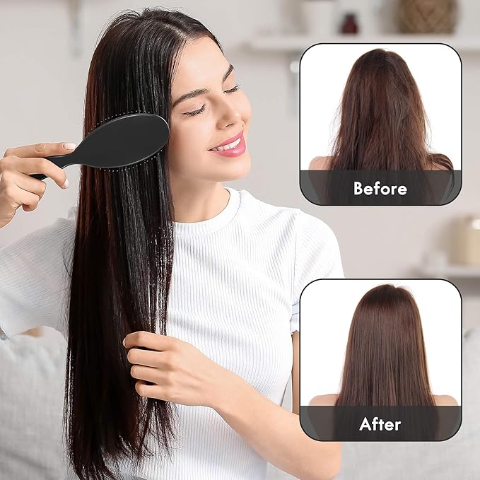 Air Cushion Detangling Hair Brush - 2 Pack Detangler Hairbrush with Ultra Soft Bristles for Effortless Tangle Removal -For Wet Dry Damaged Curly Hair for Women Men Boys Girls Kid - Black & Dark Purple
