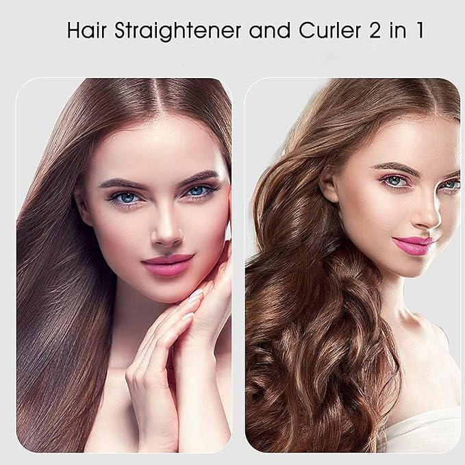 DORISILK Steam Hair Straightener and Curler Iron 2 in 1, Professional Salon Infrared Flat Iron Wide Tourmaline Ceramic Plate, Vapor Straighteners for Hair 450 Degrees Adjustable Temp, 2 Inch Black