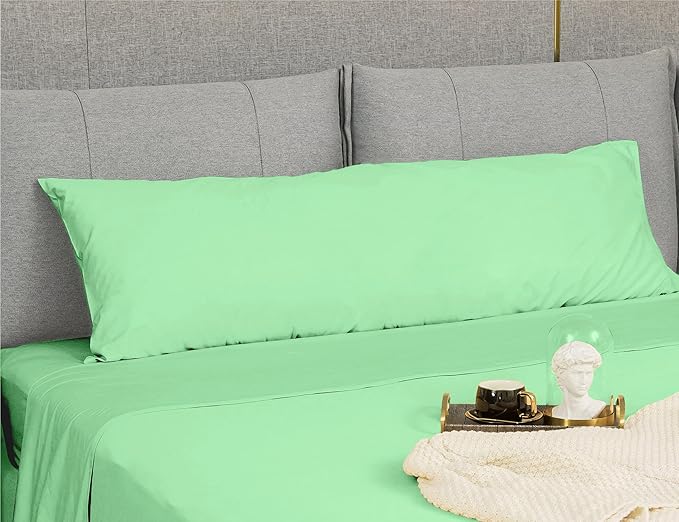 Sunflower Body Pillowcase 100% Cotton Long Pillow Cover/Case Envelope Closure 1 Pack, 21×54 inches Green Ash, Soft and Breathable