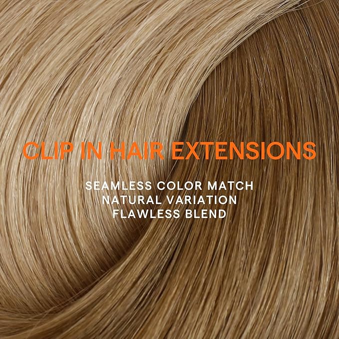 Full Shine Golden Blonde Hair Extensions 18 Inch Golden Brown To Dark Blonde Real Human Hair Extensions Clip ins for Thinning Hair 7 Pcs 120 G