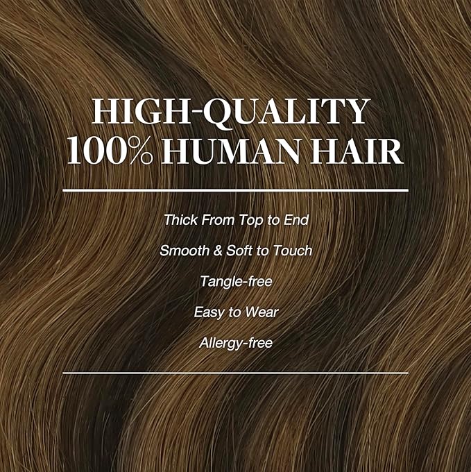GOO GOO Clip in Hair Extensions Real Human Hair, Remy Human Hair Extensions Clip ins for Women, Natural Human Hair, 24inch 170g 7Pcs, #2/6/2 Balayage Dark Brown to Chestnut Brown