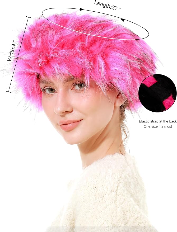 Faux Fur Headband for Women Winter Earwarmer Earmuff with Elastic