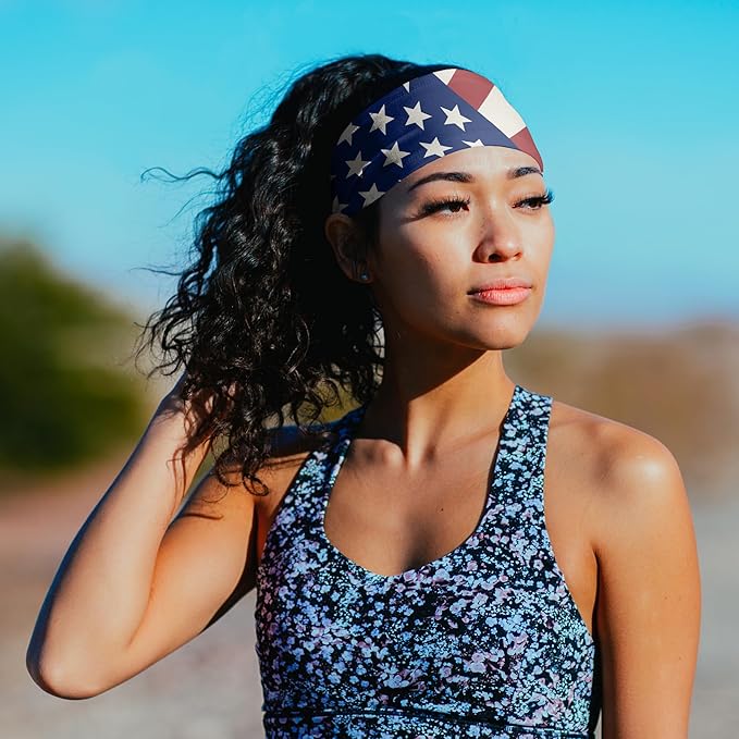 Suddora Country Flag Headbands, Wide National Flag Headbands for Sports Events, Non-Slip Fabric Sweatbands for Soccer, Tennis, Workout, Costume